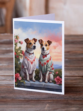 Load image into Gallery viewer, Jack Russell Terrier Two Hearts Greeting Cards - Blank Note Cards – 8-Pack of Artist-Designed Cards with Envelopes