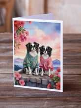 Load image into Gallery viewer, Japanese Chin Two Hearts Greeting Cards - Blank Note Cards – 8-Pack of Artist-Designed Cards with Envelopes