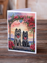 Load image into Gallery viewer, Keeshond Two Hearts Greeting Cards - Blank Note Cards – 8-Pack of Artist-Designed Cards with Envelopes