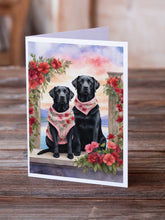 Load image into Gallery viewer, Black Labrador Retriever Two Hearts Greeting Cards - Blank Note Cards – 8-Pack of Artist-Designed Cards with Envelopes