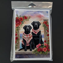 Load image into Gallery viewer, Black Labrador Retriever Two Hearts Greeting Cards - Blank Note Cards – 8-Pack of Artist-Designed Cards with Envelopes