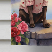 Load image into Gallery viewer, Chocolate Labrador Retriever Two Hearts House Flag