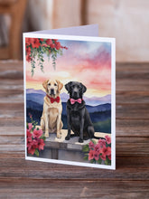 Load image into Gallery viewer, Labrador Retriever Two Hearts Greeting Cards - Blank Note Cards – 8-Pack of Artist-Designed Cards with Envelopes