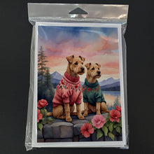 Load image into Gallery viewer, Lakeland Terrier Two Hearts Greeting Cards - Blank Note Cards – 8-Pack of Artist-Designed Cards with Envelopes