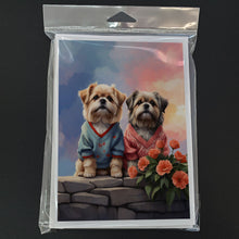 Load image into Gallery viewer, Lhasa Apso Two Hearts Greeting Cards - Blank Note Cards – 8-Pack of Artist-Designed Cards with Envelopes