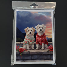 Load image into Gallery viewer, Maltese Two Hearts Greeting Cards - Blank Note Cards – 8-Pack of Artist-Designed Cards with Envelopes