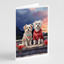 Load image into Gallery viewer, Maltese Two Hearts Greeting Cards - Blank Note Cards – 8-Pack of Artist-Designed Cards with Envelopes