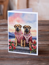 Load image into Gallery viewer, Mastiff Two Hearts Greeting Cards - Blank Note Cards – 8-Pack of Artist-Designed Cards with Envelopes