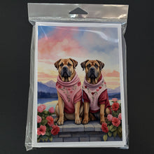 Load image into Gallery viewer, Mastiff Two Hearts Greeting Cards - Blank Note Cards – 8-Pack of Artist-Designed Cards with Envelopes