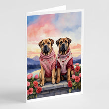 Load image into Gallery viewer, Mastiff Two Hearts Greeting Cards - Blank Note Cards – 8-Pack of Artist-Designed Cards with Envelopes