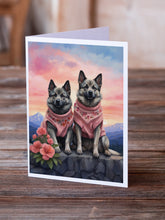 Load image into Gallery viewer, Norwegian Elkhound Two Hearts Greeting Cards - Blank Note Cards – 8-Pack of Artist-Designed Cards with Envelopes