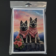 Load image into Gallery viewer, Norwegian Elkhound Two Hearts Greeting Cards - Blank Note Cards – 8-Pack of Artist-Designed Cards with Envelopes