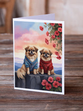Load image into Gallery viewer, Pekingese Two Hearts Greeting Cards - Blank Note Cards – 8-Pack of Artist-Designed Cards with Envelopes