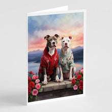 Load image into Gallery viewer, Pit Bull Terrier Two Hearts Greeting Cards - Blank Note Cards – 8-Pack of Artist-Designed Cards with Envelopes