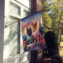 Load image into Gallery viewer, Pomeranian Two Hearts House Flag