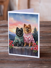 Load image into Gallery viewer, Pomeranian Two Hearts Greeting Cards - Blank Note Cards – 8-Pack of Artist-Designed Cards with Envelopes