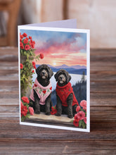 Load image into Gallery viewer, Portuguese Water Dog Two Hearts Greeting Cards - Blank Note Cards – 8-Pack of Artist-Designed Cards with Envelopes