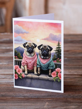 Load image into Gallery viewer, Pug Two Hearts Greeting Cards - Blank Note Cards – 8-Pack of Artist-Designed Cards with Envelopes