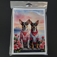 Load image into Gallery viewer, Rat Terrier Two Hearts Greeting Cards - Blank Note Cards – 8-Pack of Artist-Designed Cards with Envelopes