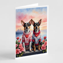 Load image into Gallery viewer, Rat Terrier Two Hearts Greeting Cards - Blank Note Cards – 8-Pack of Artist-Designed Cards with Envelopes