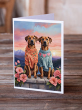 Load image into Gallery viewer, Rhodesian Ridgeback Two Hearts Greeting Cards - Blank Note Cards – 8-Pack of Artist-Designed Cards with Envelopes