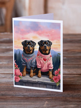Load image into Gallery viewer, Rottweiler Two Hearts Greeting Cards - Blank Note Cards – 8-Pack of Artist-Designed Cards with Envelopes