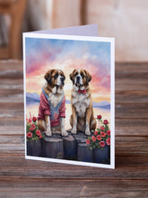 Load image into Gallery viewer, Saint Bernard Two Hearts Greeting Cards - Blank Note Cards – 8-Pack of Artist-Designed Cards with Envelopes
