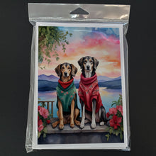 Load image into Gallery viewer, Saluki Two Hearts Greeting Cards - Blank Note Cards – 8-Pack of Artist-Designed Cards with Envelopes