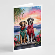Load image into Gallery viewer, Saluki Two Hearts Greeting Cards - Blank Note Cards – 8-Pack of Artist-Designed Cards with Envelopes