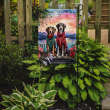 Load image into Gallery viewer, Saluki Two Hearts Garden Flag –  Romantic Dog Pair with Sunset &amp; Mountain Background