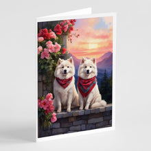 Load image into Gallery viewer, Samoyed Two Hearts Greeting Cards - Blank Note Cards – 8-Pack of Artist-Designed Cards with Envelopes