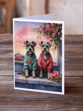 Load image into Gallery viewer, Schnauzer Two Hearts Greeting Cards - Blank Note Cards – 8-Pack of Artist-Designed Cards with Envelopes