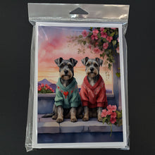 Load image into Gallery viewer, Schnauzer Two Hearts Greeting Cards - Blank Note Cards – 8-Pack of Artist-Designed Cards with Envelopes