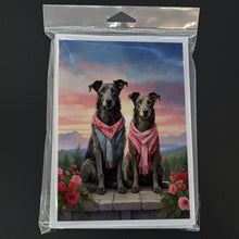Load image into Gallery viewer, Scottish Deerhound Two Hearts Greeting Cards - Blank Note Cards – 8-Pack of Artist-Designed Cards with Envelopes