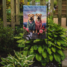 Load image into Gallery viewer, Shar Pei Two Hearts Garden Flag –  Romantic Dog Pair with Sunset &amp; Mountain Background