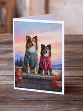 Load image into Gallery viewer, Sheltie Two Hearts Greeting Cards - Blank Note Cards – 8-Pack of Artist-Designed Cards with Envelopes
