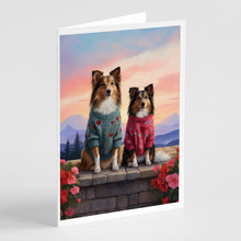 Load image into Gallery viewer, Sheltie Two Hearts Greeting Cards - Blank Note Cards – 8-Pack of Artist-Designed Cards with Envelopes