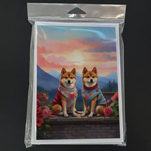 Load image into Gallery viewer, Shiba Inu Two Hearts Greeting Cards - Blank Note Cards – 8-Pack of Artist-Designed Cards with Envelopes