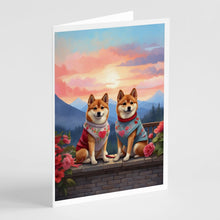 Load image into Gallery viewer, Shiba Inu Two Hearts Greeting Cards - Blank Note Cards – 8-Pack of Artist-Designed Cards with Envelopes