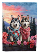 Load image into Gallery viewer, Siberian Husky Two Hearts House Flag
