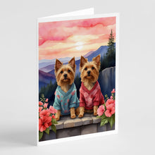 Load image into Gallery viewer, Silky Terrier Two Hearts Greeting Cards - Blank Note Cards – 8-Pack of Artist-Designed Cards with Envelopes