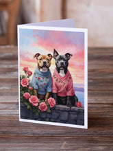 Load image into Gallery viewer, Staffordshire Bull Terrier Two Hearts Greeting Cards - Blank Note Cards – 8-Pack of Artist-Designed Cards with Envelopes