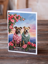 Load image into Gallery viewer, Staffordshire Bull Terrier Two Hearts Greeting Cards - Blank Note Cards – 8-Pack of Artist-Designed Cards with Envelopes