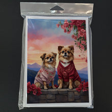 Load image into Gallery viewer, Tibetan Spaniel Two Hearts Greeting Cards - Blank Note Cards – 8-Pack of Artist-Designed Cards with Envelopes