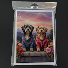 Load image into Gallery viewer, Tibetan Terrier Two Hearts Greeting Cards - Blank Note Cards – 8-Pack of Artist-Designed Cards with Envelopes