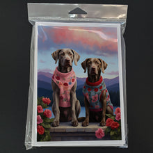 Load image into Gallery viewer, Weimaraner Two Hearts Greeting Cards - Blank Note Cards – 8-Pack of Artist-Designed Cards with Envelopes