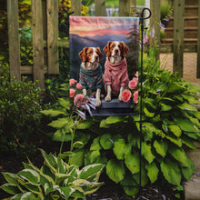 Load image into Gallery viewer, Welsh Springer Spaniel Two Hearts Garden Flag –  Romantic Dog Pair with Sunset &amp; Mountain Background