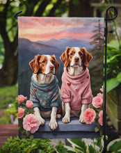 Load image into Gallery viewer, Welsh Springer Spaniel Two Hearts Garden Flag –  Romantic Dog Pair with Sunset &amp; Mountain Background