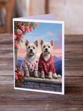 Load image into Gallery viewer, Westie Two Hearts Greeting Cards - Blank Note Cards – 8-Pack of Artist-Designed Cards with Envelopes