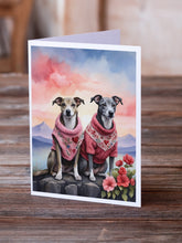 Load image into Gallery viewer, Whippet Two Hearts Greeting Cards - Blank Note Cards – 8-Pack of Artist-Designed Cards with Envelopes